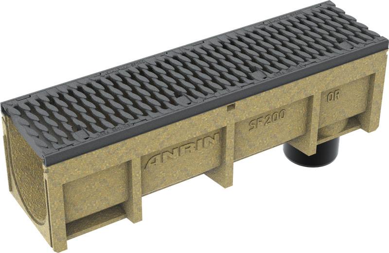 Bild SF-200_Rinnenkörper_mit_Rohrstutzen_sw
