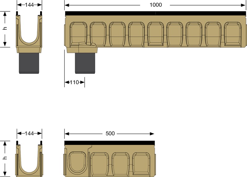 Bild Rinnenmaß Kantenschutzrinne