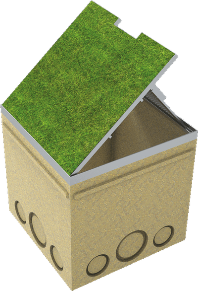 Kabelverteilerschacht geöffnet mit beschichtbarer Abdeckung