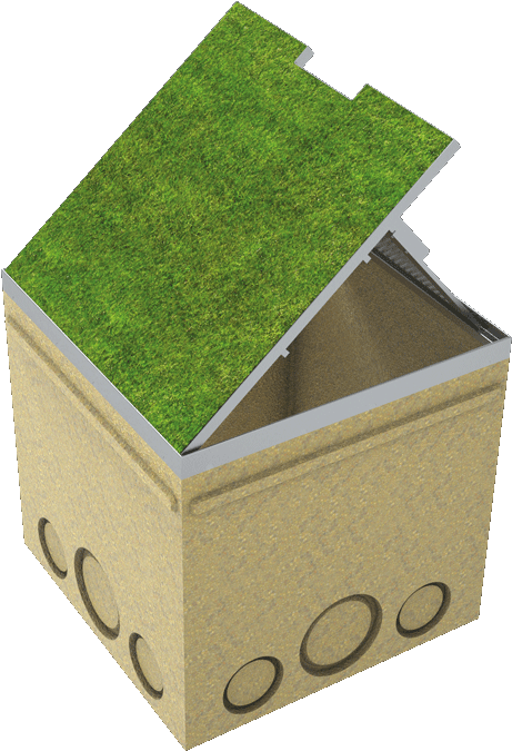 Kabelverteilerschacht geöffnet mit beschichtbarer Abdeckung